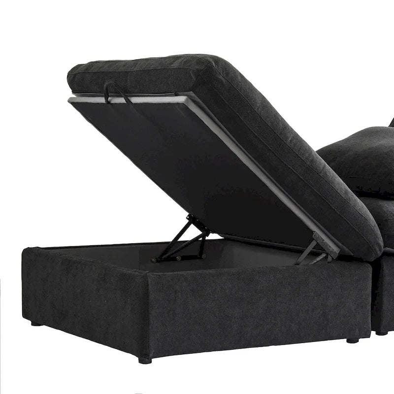 Canapé d'angle modulable 5 pièces avec pouf