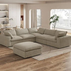 Canapé d'angle modulable 5 pièces avec pouf