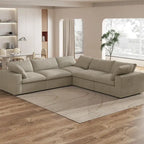 Canapé d'angle modulable 5 pièces avec pouf