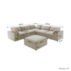 Canapé d'angle modulable 5 pièces avec pouf