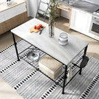 Îlot de cuisine contemporain blanc et or de 58 pouces de large avec plateau en marbre par