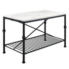 Îlot de cuisine contemporain blanc et or de 58 pouces de large avec plateau en marbre par