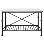 Îlot de cuisine contemporain blanc et or de 58 pouces de large avec plateau en marbre par