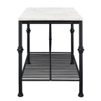 Îlot de cuisine contemporain blanc et or de 58 pouces de large avec plateau en marbre par