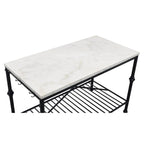 Îlot de cuisine contemporain blanc et or de 58 pouces de large avec plateau en marbre par
