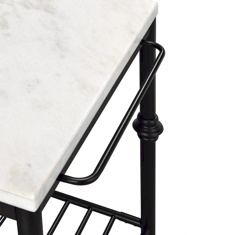 Îlot de cuisine contemporain blanc et or de 58 pouces de large avec plateau en marbre par
