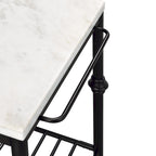 Îlot de cuisine contemporain blanc et or de 58 pouces de large avec plateau en marbre par