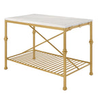 Îlot de cuisine contemporain blanc et or de 58 pouces de large avec plateau en marbre par