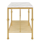 Îlot de cuisine contemporain blanc et or de 58 pouces de large avec plateau en marbre par