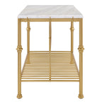 Îlot de cuisine contemporain blanc et or de 58 pouces de large avec plateau en marbre par