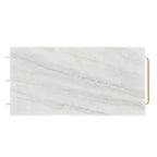 Îlot de cuisine contemporain blanc et or de 58 pouces de large avec plateau en marbre par