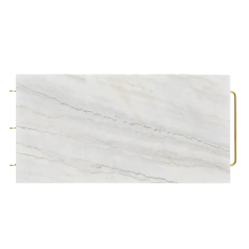 Îlot de cuisine contemporain blanc et or de 58 pouces de large avec plateau en marbre par