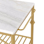 Îlot de cuisine contemporain blanc et or de 58 pouces de large avec plateau en marbre par