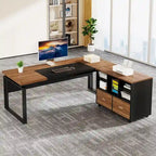 Bureau de direction en L avec classeur