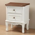 Baxton Studio Darlene Classic and Traditional French White and Cherry Brown Finished Wood 2-Drawer End Table