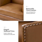 Fauteuil en cuir véritable avec cadre en bois massif et coussin de siège amovible par