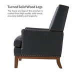 Fauteuil en cuir véritable avec cadre en bois massif et coussin de siège amovible par