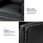 Fauteuil en cuir véritable avec cadre en bois massif et coussin de siège amovible par