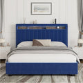Lit de rangement Queen Size avec vérins à gaz et lumières LED RF, tête de lit de rangement, velours Queen Size