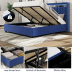 Lit de rangement Queen Size avec vérins à gaz et lumières LED RF, tête de lit de rangement, velours Queen Size