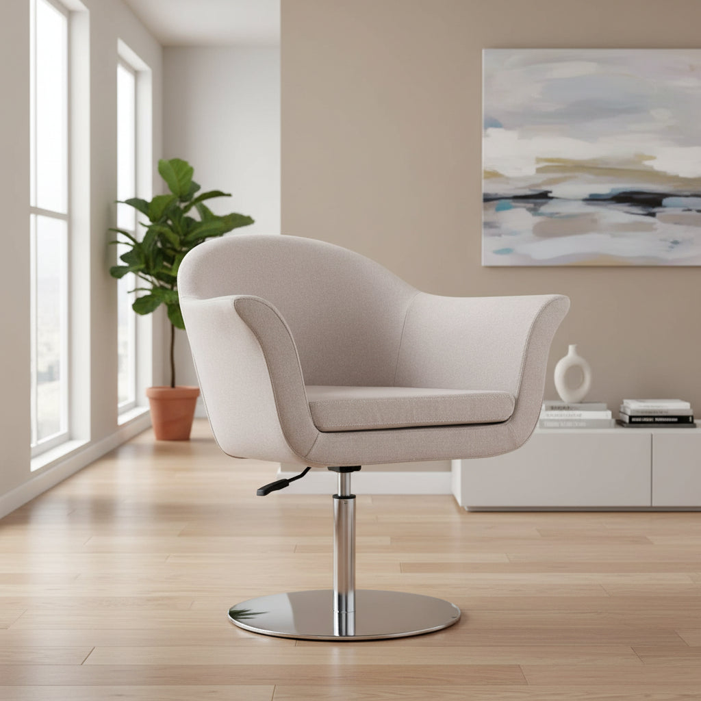 Manhattan Comfort Voyager Brushed Metal Woven Swivel Adjustable Accent Chair