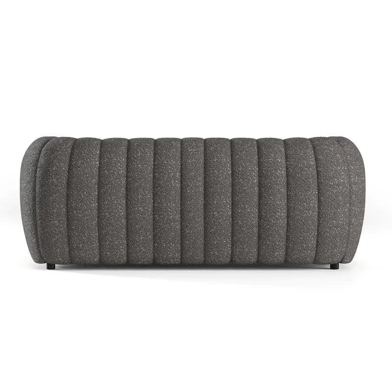 Canapé d'appoint moderne en bouclette touffeté à canaux verticaux avec pieds en bois