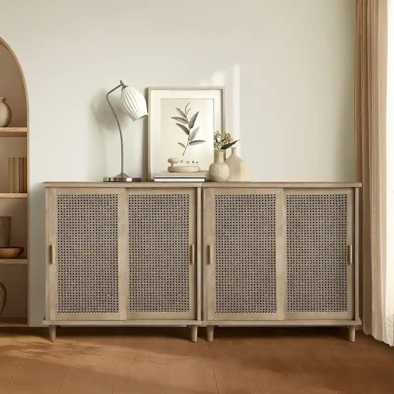 Buffet bahut de rangement Accent en rotin naturel (Lot de 2)