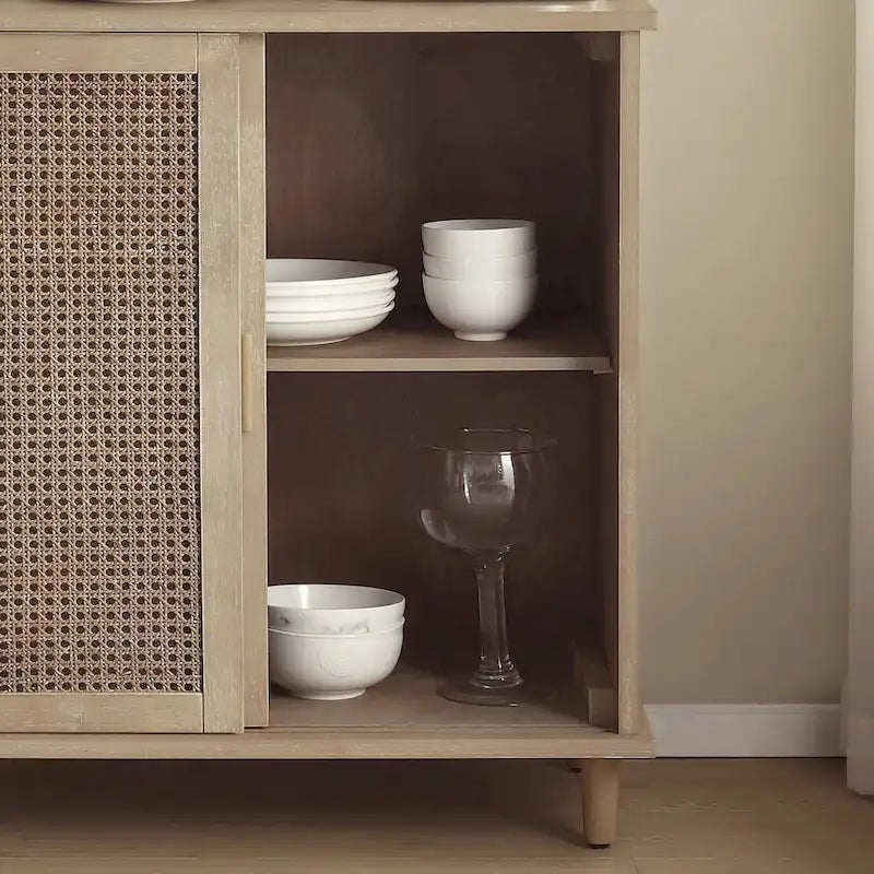 Buffet bahut de rangement Accent en rotin naturel (Lot de 2)