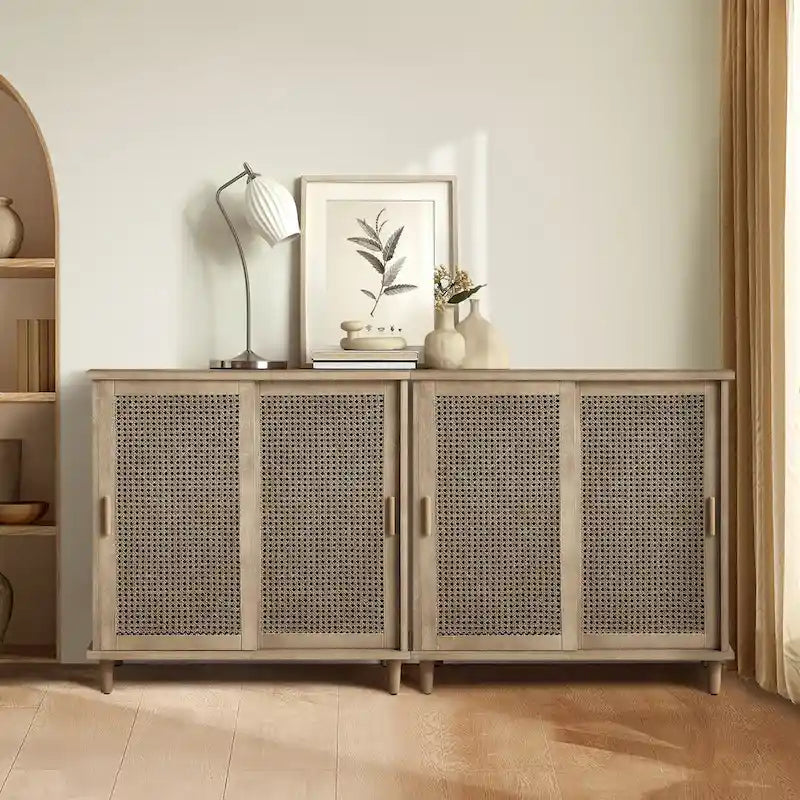 Buffet bahut de rangement Accent en rotin naturel (Lot de 2)