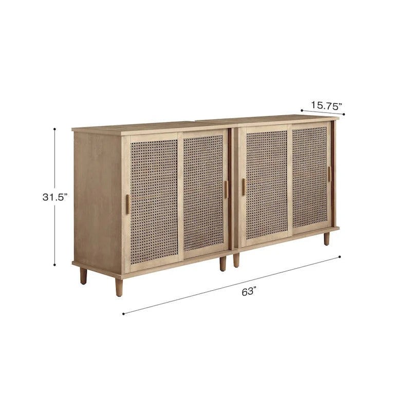 Buffet bahut de rangement Accent en rotin naturel (Lot de 2)