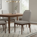 Lee Set of 2 Modern Wood Dining Chairs, Cushioned Seats, Tapered Legs, Gray
