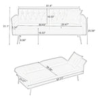 Canapé-lit futon, canapé pliable en similicuir, causeuse convertible, lit de repos avec accoudoirs réglables pour petits espaces