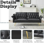 Canapé-lit futon, canapé pliable en similicuir, causeuse convertible, lit de repos avec accoudoirs réglables pour petits espaces