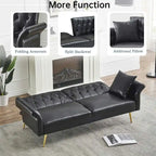 Canapé-lit futon, canapé pliable en similicuir, causeuse convertible, lit de repos avec accoudoirs réglables pour petits espaces