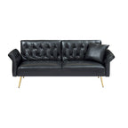 Canapé-lit futon, canapé pliable en similicuir, causeuse convertible, lit de repos avec accoudoirs réglables pour petits espaces