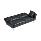 Canapé-lit futon, canapé pliable en similicuir, causeuse convertible, lit de repos avec accoudoirs réglables pour petits espaces