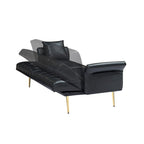 Canapé-lit futon, canapé pliable en similicuir, causeuse convertible, lit de repos avec accoudoirs réglables pour petits espaces
