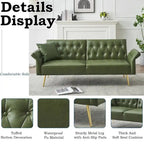 Canapé-lit futon, canapé pliable en similicuir, causeuse convertible, lit de repos avec accoudoirs réglables pour petits espaces
