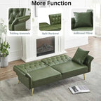 Canapé-lit futon, canapé pliable en similicuir, causeuse convertible, lit de repos avec accoudoirs réglables pour petits espaces