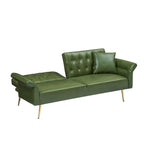 Canapé-lit futon, canapé pliable en similicuir, causeuse convertible, lit de repos avec accoudoirs réglables pour petits espaces