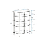 Table d'appoint à 5 niveaux en verre trempé avec cadre en acier inoxydable, table de chevet pour salon, chambre à coucher, noire