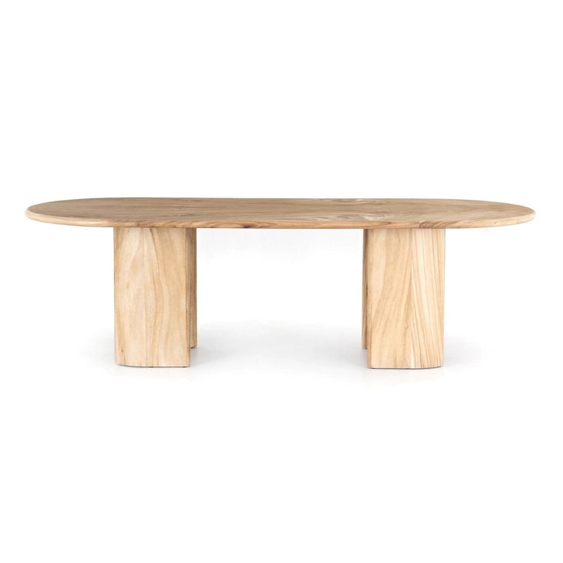 Table à manger en bois de Guanacaste doré avec pieds arqués