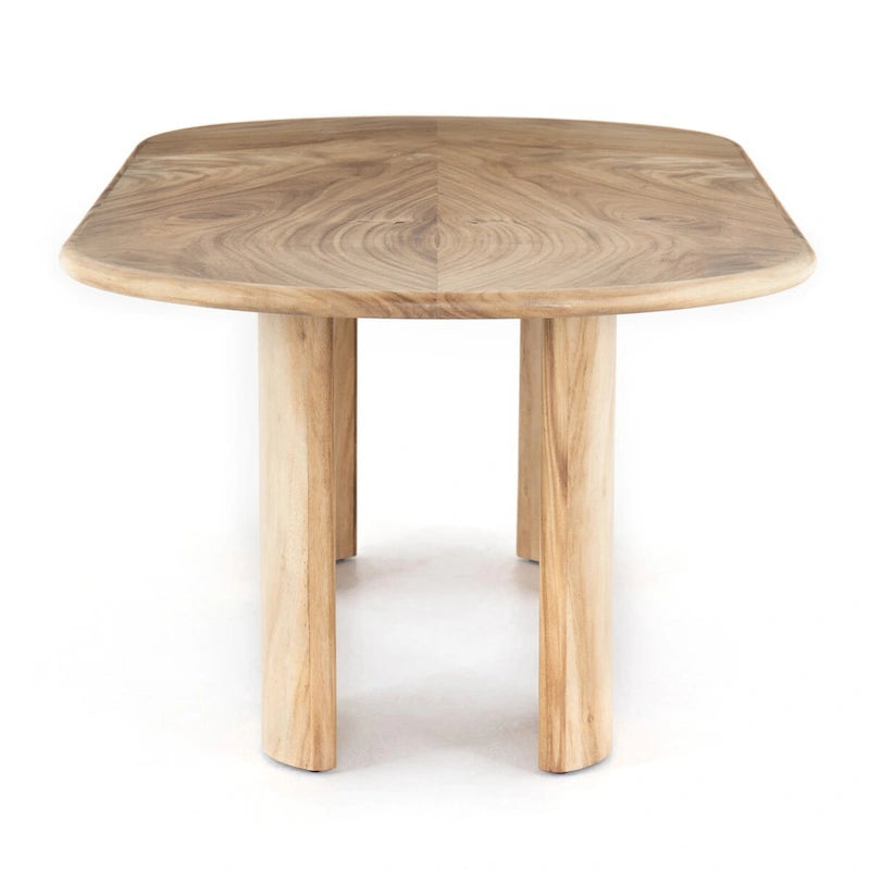 Table à manger en bois de Guanacaste doré avec pieds arqués