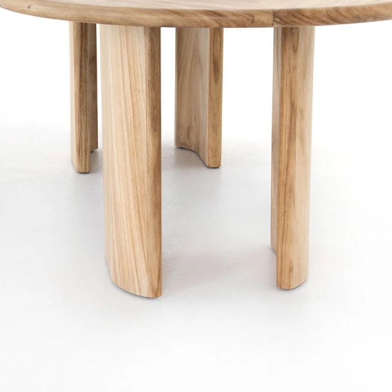 Table à manger en bois de Guanacaste doré avec pieds arqués
