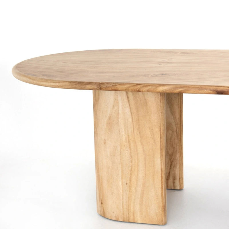 Table à manger en bois de Guanacaste doré avec pieds arqués