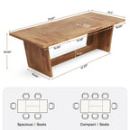 Table à manger en bois de 180 cm, grande table de salle à manger pour 6 à 8 personnes, table de cuisine