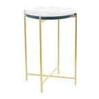 Table d'appoint latérale en métal en forme de X avec plateau en verre texturé - Or ou Noir