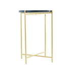 Table d'appoint latérale en métal en forme de X avec plateau en verre texturé - Or ou Noir