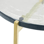 Table d'appoint latérale en métal en forme de X avec plateau en verre texturé - Or ou Noir
