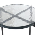 Table d'appoint latérale en métal en forme de X avec plateau en verre texturé - Or ou Noir